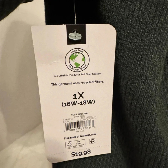 Terra and Sky Sweater- Green - Size 1X - Picture 5 of 5